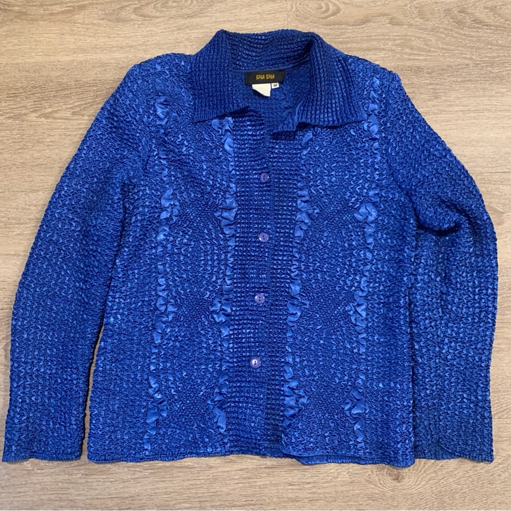 Bala Bala Blue Textured Button Down Shacket Size M